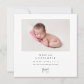 Minimalistische kokette boog foto baby meisje gebo aankondiging (Voorkant)