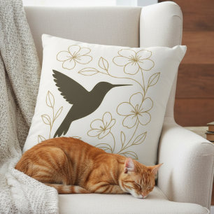 Minimalistische kolibrie- en bloemendekkussen kussen