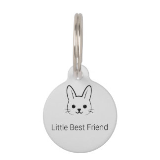 Minimalistische Konijn Gezicht Pet ID Tag Huisdierpenning