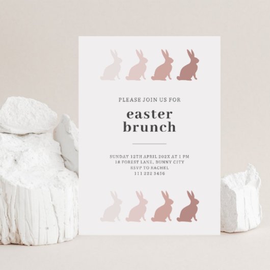 Minimalistische konijn Pasen brunch uitnodiging