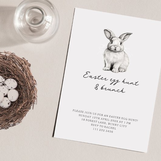 Minimalistische konijn Pasen eieren zoeken brunch Kaart