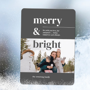 Minimalistische Kooltje-typografie Merry Bright Fo Feestdagenkaart