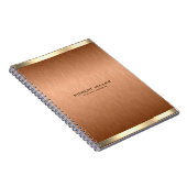 Minimalistische koper bruine textuur gouden accent notitieboek (Rechterzijde)