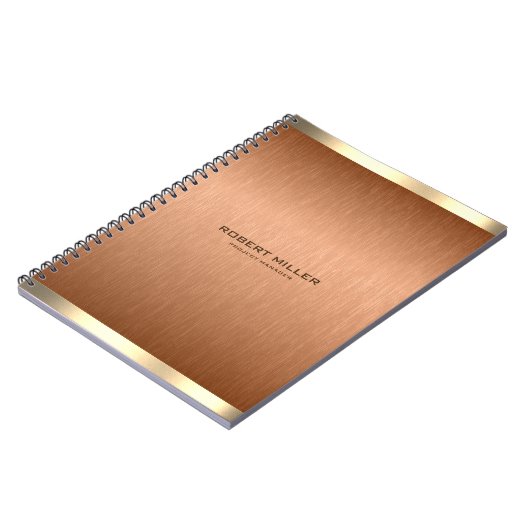 Minimalistische koper bruine textuur gouden accent notitieboek (Linkerzijde)