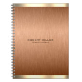 Minimalistische koper bruine textuur gouden accent notitieboek (Voorkant)
