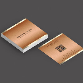 Minimalistische koper-bruine textuur Tin gouden ra Vierkante Visitekaartje