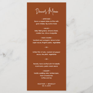 Minimalistische Koper Moderne Trouwdag Menu