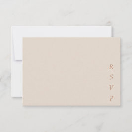 Minimalistische koperen woestijncocoa-script trouw RSVP kaartje