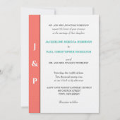 Minimalistische Koraal Turquoise Monogram  Kaart (Voorkant)