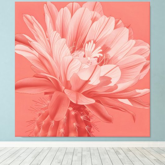 Minimalistische koraalcactus bloei canvas afdruk (Insitu (Houten vloer))
