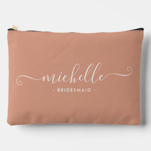 Minimalistische koraalrode gepersonaliseerde bruid etui
