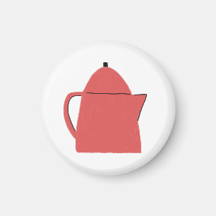 Minimalistische koraalrode theepot keukencadeau magneet