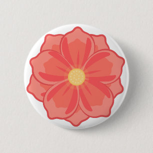 Minimalistische koraalroze bloesem grafische afbee ronde button 5,7 cm
