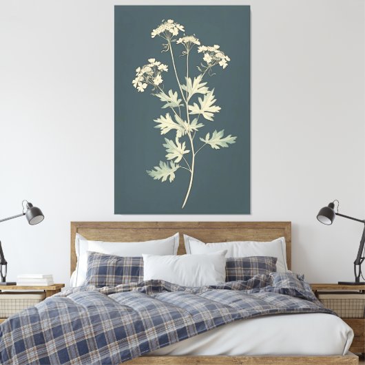 Minimalistische koriander bladeren canvas afdruk (Insitu (Slaapkamer))