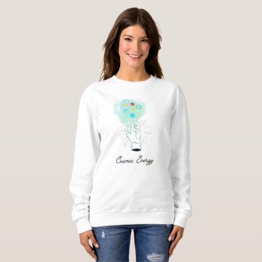 Minimalistische Kosmische Hand Astrologie T-Shirt (Voorkant volledig)
