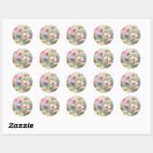 Minimalistische kosmos bloemen ronde sticker (Vel)