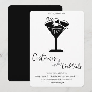 Minimalistische Kostuums en Cocktails Halloween Fe Kaart