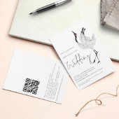 Minimalistische Kraanvogel QR-code Huwelijk Kaart