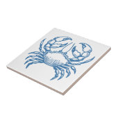 Minimalistische Krab Line Art Blue Outline Coastal Tegeltje (Zijkant)