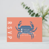 Minimalistische krab Typografie Wedding RSVP Kaart (Staand voorkant)