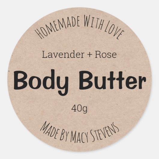 Minimalistische Kraft Body Butter Eenvoudige label (Voorkant)