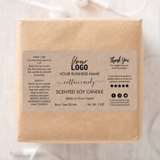 Minimalistische kraft-gecentreerde sojakkaaretiket etiket (Insitu)