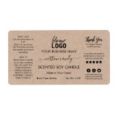 Minimalistische kraft-gecentreerde sojakkaaretiket etiket (Voorkant)