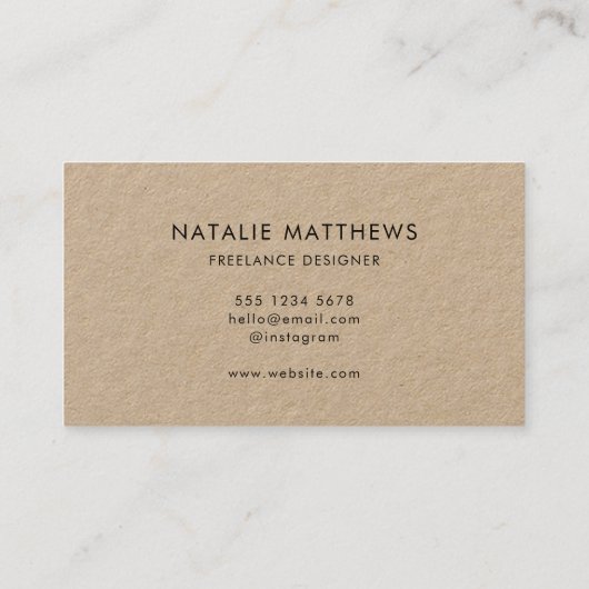 Minimalistische Kraft | Modern Rustic Handschreven Visitekaartje (Achterkant)