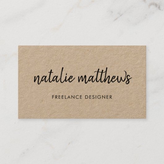 Minimalistische Kraft | Modern Rustic Handschreven Visitekaartje (Voorkant)