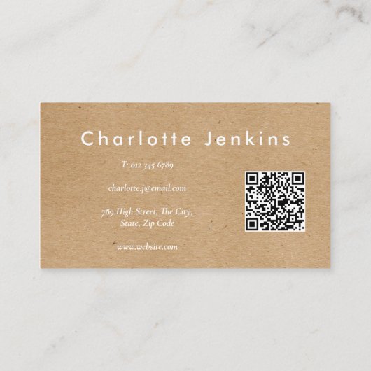 Minimalistische Kraft moderne professionele QR-cod Visitekaartje (Achterkant)