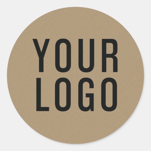 Minimalistische Kraft Paper Business Logo Sticker (Voorkant)
