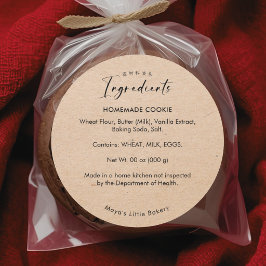 Minimalistische Kraft Script Bakkerij Ingredienten Ronde Sticker