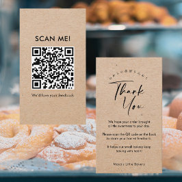Minimalistische Kraft Script Laat een Review QR Co Visitekaartje