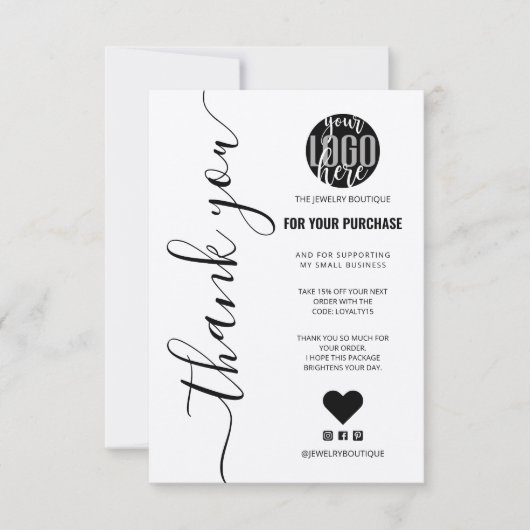 Minimalistische Kraft Signature Script Order Harte Bedankkaart (Voorkant)