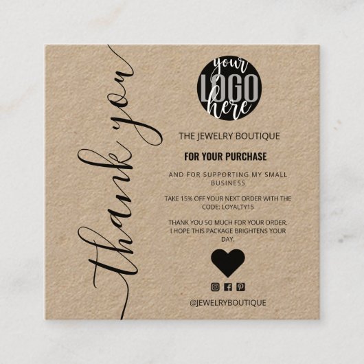 Minimalistische Kraft Signature Script Order Harte Vierkante Visitekaartje (Voorkant)
