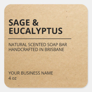 Minimalistische Kraft Soap Bar-labels Vierkante Sticker