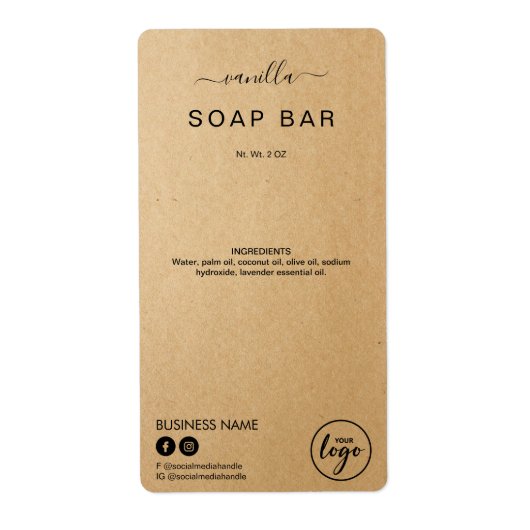 Minimalistische Kraft Soap Bar — Productlabels Etiket (Voorkant)