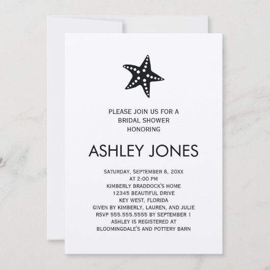 Minimalistische Kraft Starfish Bridal Shower Uitno Kaart (Voorkant)