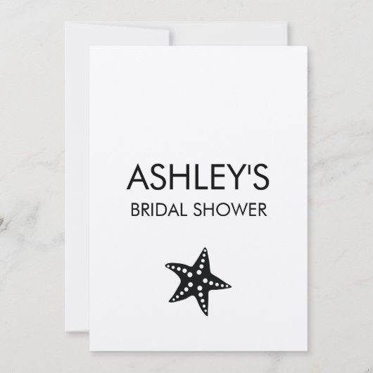 Minimalistische Kraft Starfish Bridal Shower Uitno Kaart (Achterkant)