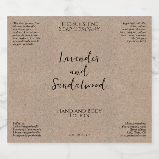 Minimalistische kraft waterdichte cosmetica fleset sparkling wijnetiket (Enkel label)