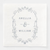 Minimalistische krans bloemige trouw papier servet (Voorkant)