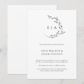 Minimalistische Krans Monogram Eenvoudige Zwarte H Kaart (Voorkant / Achterkant)