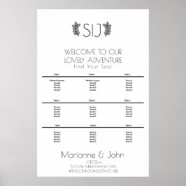 Minimalistische krans ornament huwelijkslogo zitpl poster