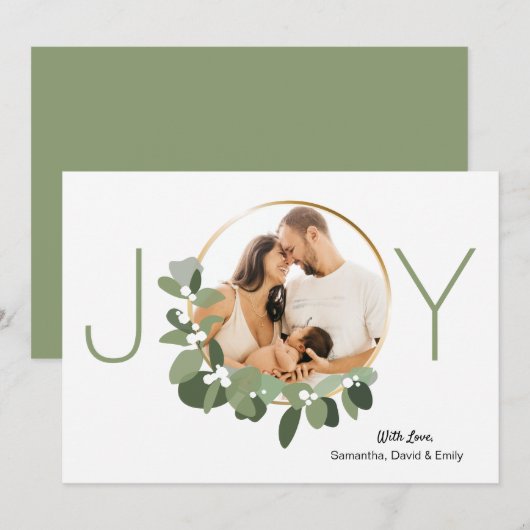 Minimalistische krans vreugde aangepaste foto Kers Kaart (Voorkant / Achterkant)