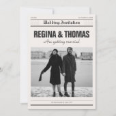 Minimalistische krant poster foto bruiloft kaart (Voorkant)