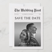 Minimalistische krantenfoto Save the Date Wedding Kaart (Voorkant)