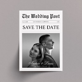 Minimalistische krantenfoto Save the Date Wedding Kaart