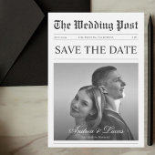 Minimalistische krantenfoto Save the Date Wedding Kaart