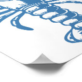 Minimalistische kreeft Line Art Blue Outline Nauti Poster (Hoek)