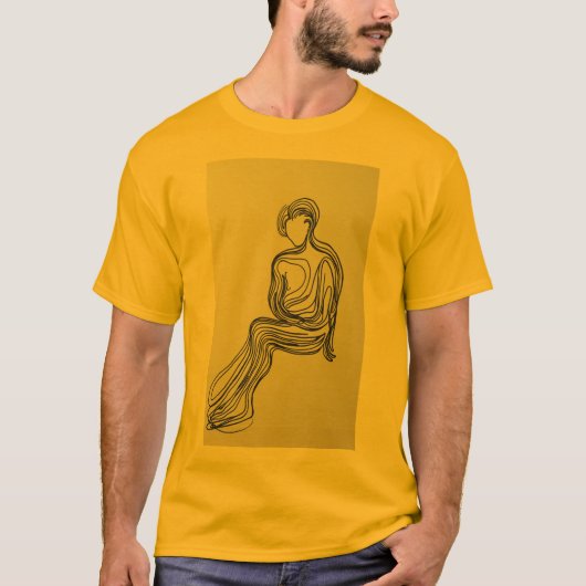 Minimalistische kronkel zittende figuur T-shirt (Voorkant)